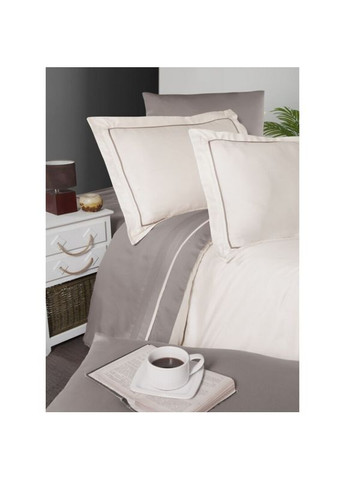 Постільна білизна сатин Deluxe — Serenity ivory-mink євро First Choice (367056386)