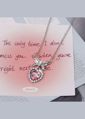 Ожерелье бантик с розовым сердцем No Brand (276535894)