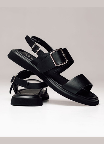 Черные босоножки с пряжкой кожа Krula с ремешком