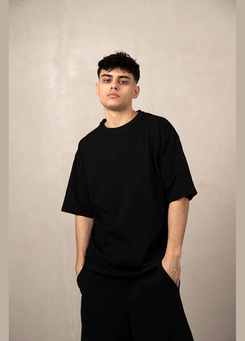 Чорна футболка оверсайз чоловіча чорна No Brand