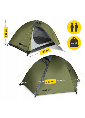 Палатка туристическая Prime Duo 2-местная Olive (P-5905973406567) Mountain Goat (351904588)