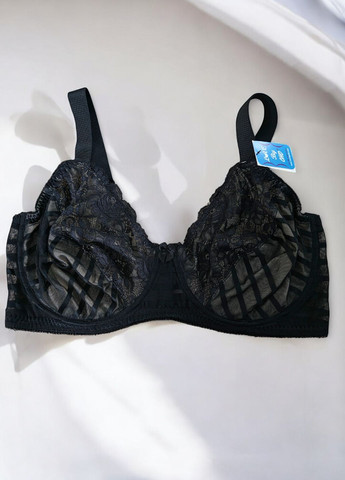 Чёрный балконет кружевной бюстгальтер FS с косточками полиамид