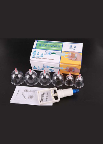 Набір масажних банок 6 штук із вакуумним пістолетом No Brand (370957537)