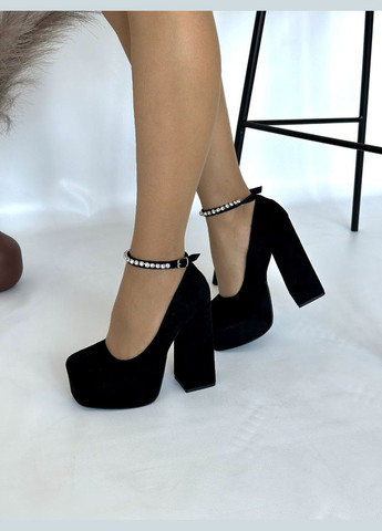 No Brand Стильні жіночі туфлі чорний з штучна замша, — всесезон (302658208)