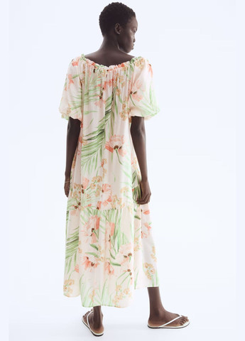 Комбинированное кэжуал платье H&M с цветочным принтом