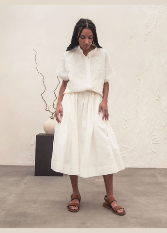 Білий кежуал, повсякденний, пляжна, коктейльна, святковий біла сукня-трансформер з бавовни та льону оверсайз, з пишною спідницею, сукня-трансформер, сукня-сорочка HankaKohana однотонна