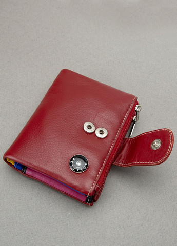 Жіночий шкіряний гаманець маленький D24-S червоний на кнопці Peterson (322409800)