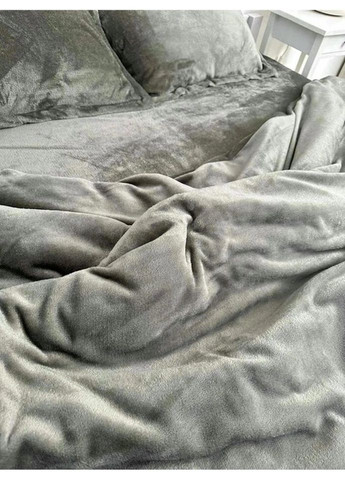 Постільна білизна плюшева сімейна Home 20762 160х215х2 см графітова DUSHKA (327791645)