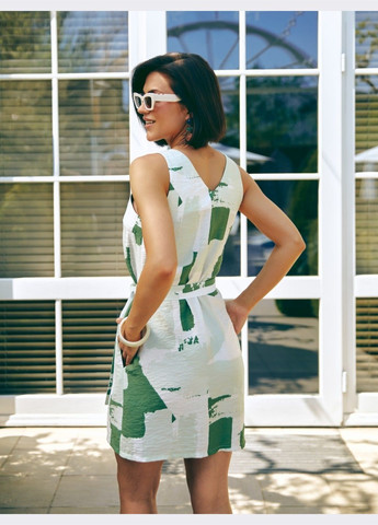 Білий кежуал сукня білого кольору на бретелях та з принтом Dressa