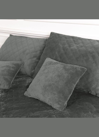 Покривало Велюрове м'яке Сіре Полуторний розмір 150х210 см ромб/круглий ТЕП (323645214)