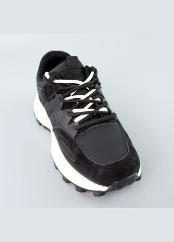 Кроссовки женские кожаные Fashion чёрные демисезоны (292115303)