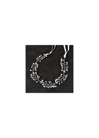 Украшение с бусинами и камешками для волос свадебное белое No Brand (322132372)