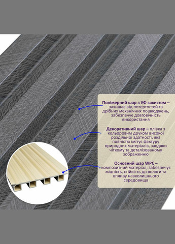 Декоративная стеновая рейка 160*23*3000мм (D) SW00001534 Серебряная Sticker Wall (300579156)