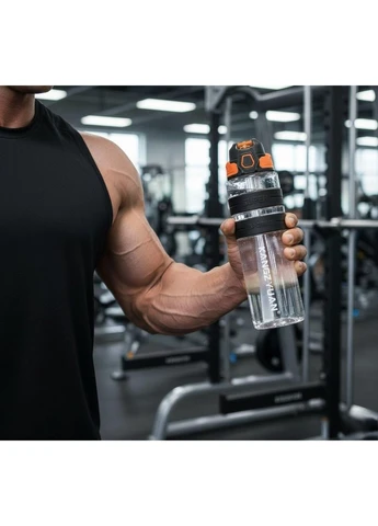 Спортивная бутылка KANGZYUAN 500 мл - Черная Tritan BPA-free, ударопрочная эко-бутылка с антискользящим грипом No Brand (394191168)
