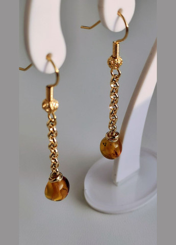 Сережки 2488 з натурального бурштину Медовий відтінок MINOV (311310483)