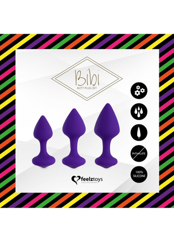 Набор силиконовых анальных пробок - Bibi Butt Plug Set 3 pcs Purple FeelzToys (293246146)