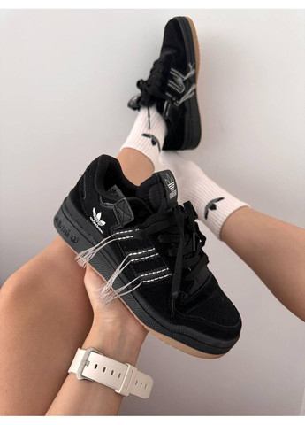Чорні Осінні кросівки чоловічі adidas forum black / white threads адідас форум No Brand