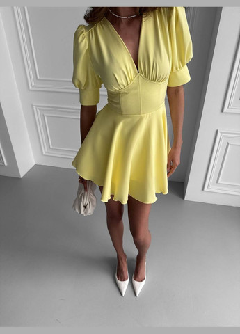 Желтое повседневный, праздничный, вечернее женское платье - комбинезон клеш Україна однотонное