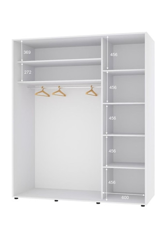 Шафа-купе дводверна 170*60*240 см Білий ДСП + Дзеркало Стандарт Комфорт Меблі (360436842)