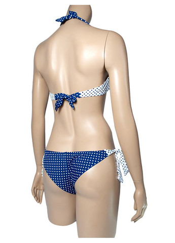 Белый летний раздельный купальник халтер с мягкой треугольной чашкой в горошек модель 0005 арт.20769 Rivage Line