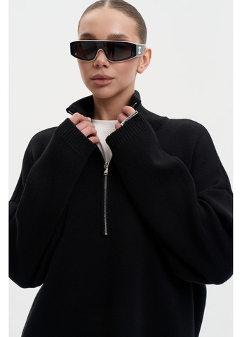 Черный демисезонный свитер с бегунцем s012 Twice