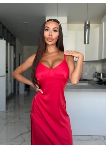 Красное праздничный, кэжуал женское платье No Brand однотонное