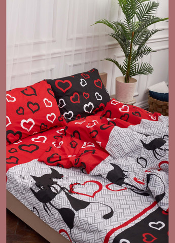 Комплект постільної білизни євро 200х220 наволочки 2х70х70 Бязь Gold Люкс (MS-820001160) Moon&Star Love Cats (285717245)