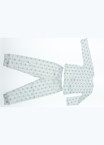 Белая пижама с длинным рукавом для девочки в сердце серый 104 см (40287) BABYKROHA