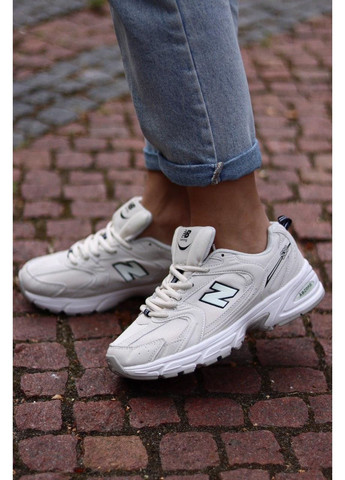 Бежевые демисезонные кроссовки мужские new balance 530 floral ink beige нью беланс 530 No Brand