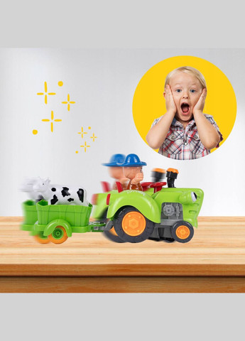 Детский музыкальный зеленый трактор HD 963 со съемным прицепом, музыкальными и световыми эффектами TK Group (338851448)