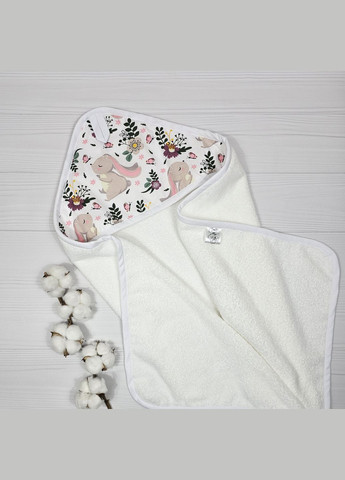 Рушник куточок a.l.babybox Зайчики на галявині 80х80 Білий No Brand малюнок білий