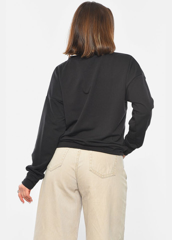 Черный свитшот женский черного цвета с принтом Let's Shop рисунок без декора (305573017)