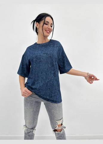 Темно-синяя базовая футболка с коротким рукавом Fashion Girl "Simple"