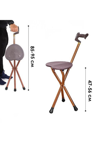 Палиця табурет STZY-GD04 алюмінієвий на тринозі з розкладним стільчиком не регулюється 9 шт. Lesko (336193260)