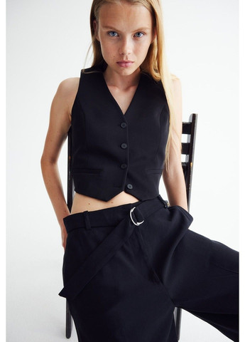 Жіночі широкі штани з поясом Н&М (58241) XS Чорні H&M (324639109)