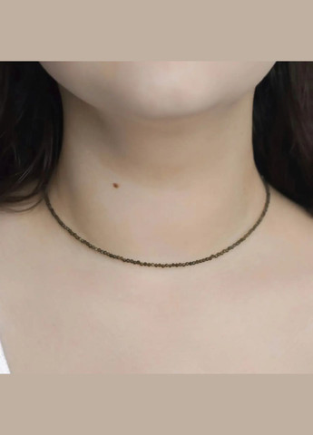 Чокер натуральный Обсидиан золотистый граненый шарик, фур-ра гип-ный сплав цвет серебро d-2мм+- L-39-44см No Brand обсидиан латунь, натуральный камень, медицинский сплав серебро (331146017)