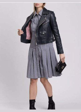 Темно-синя демісезонна стильна шкіряна куртка косуха, байкерська Maje байкерська шкіряна косуха Bastille