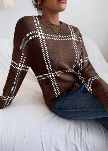 Коричневый демисезонный базовый свитер с круглым воротником Allthings