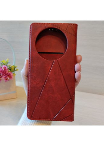 Шкіряний чохол-книжка для Xiaomi Redmi 14C з візитницею і функцією підставки Business Leather червоний No Brand (324270913)