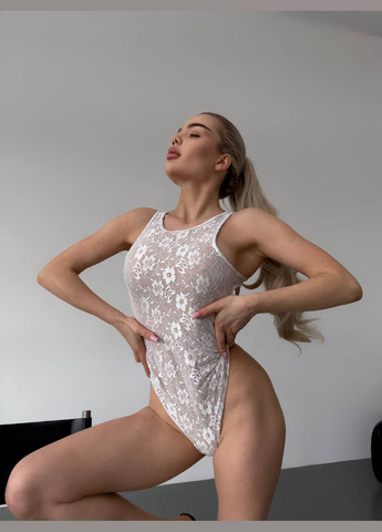 Боди из гипюра с коротким рукавом Adelante (325821445)