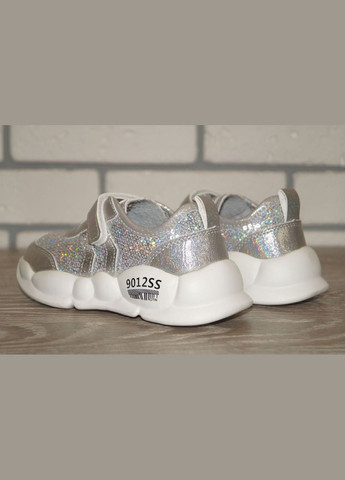 Срібні осінні кросівки для дівчинки з паєтками сріблясті YTOP