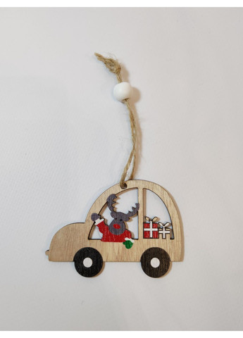 Набор елочных игрушек деревянные машинки 3шт. No Brand (364196195)