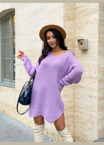 Лавандова в'язана сукня-туніка Fashion
