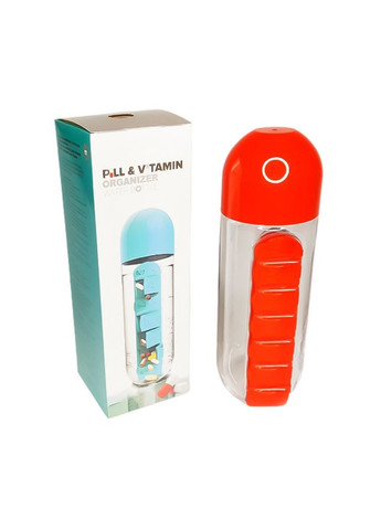 Бутылка для воды с органайзером для таблеток желтая 600 мл No Brand (315632942)