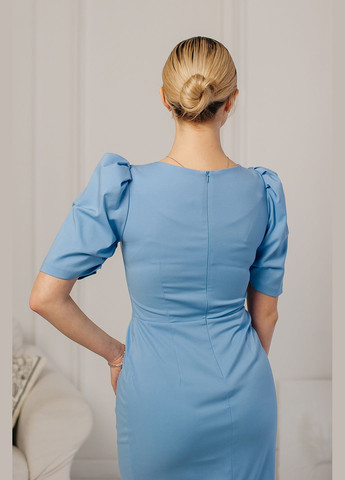 Блакитна святковий жіноча сукня “midnight orchid” міді з фігурною горловиною Lana Bryk однотонна