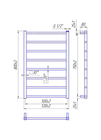 Сушка для рушників Токіо 800х530/500 Gold (1.2.0600.03.G) Mario (323103132)