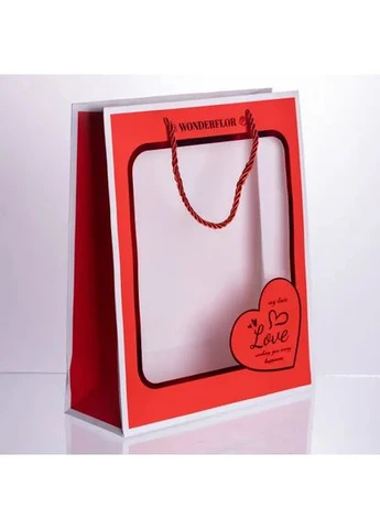 Набір подарункових пакетів з паперу Love з віконцем 12 шт 26×10×32 см HP-10359-18 Yiwu (391464401)