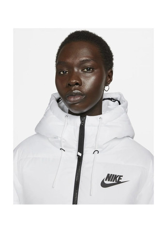 Белая женский пуховик w nsw tf rpl classic tape jkt white Nike