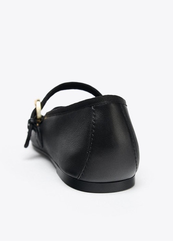 Жіночі балетки Zara | чорні однотонні натуральна шкіра (363040553)