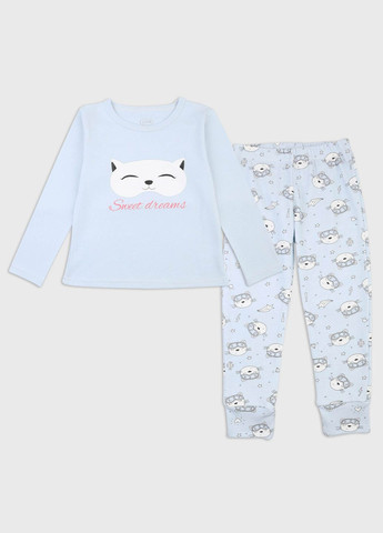 Голубая пижама для девочки Фламинго